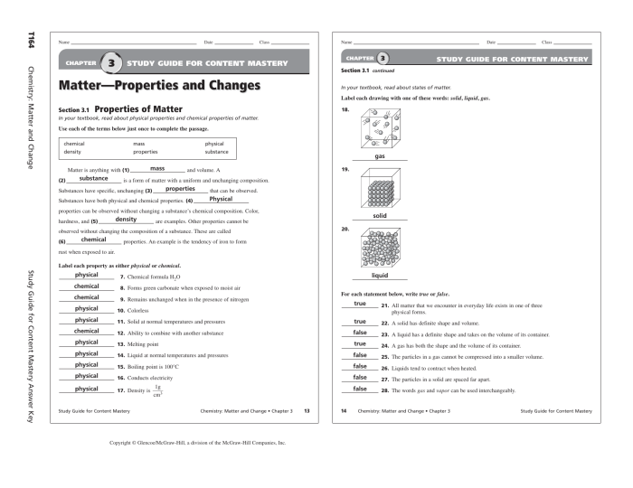 Chemistry: matter and change book answer key