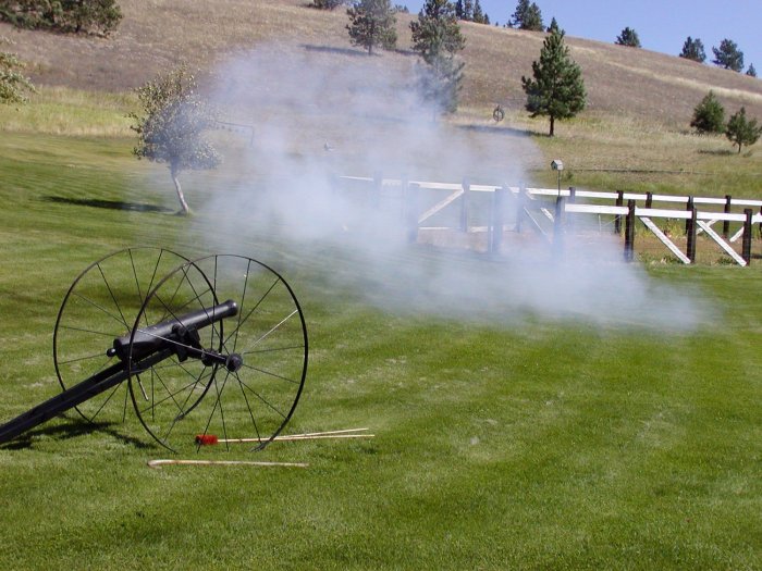 Cannon vertical located base cliff shoots shell tall horizontal above solved toward