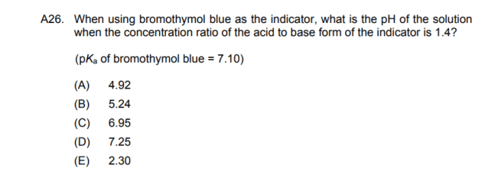 Equilibrium constant of bromothymol blue