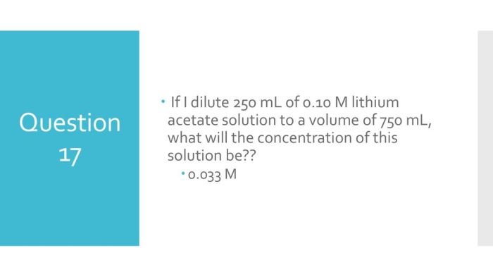 If i dilute 250 ml of 0.10 m lithium acetate