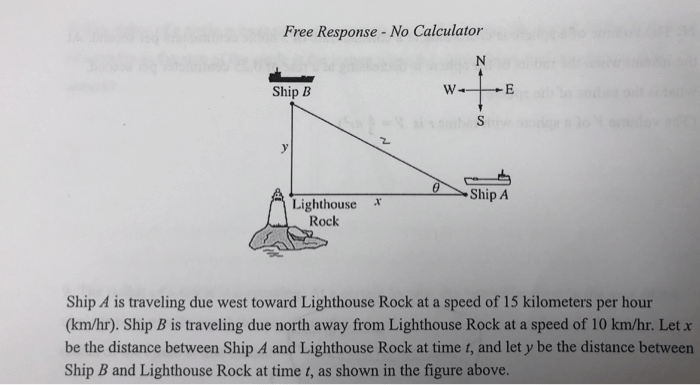 Ship a is traveling the west toward lighthouse